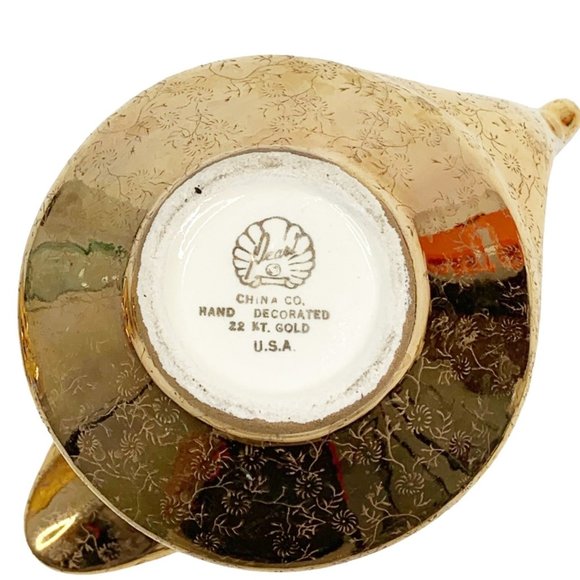 Vintage Pearl China Sugar Creamer 22 Kt Gold Floral Hollywood Regency MCM 40s - Picture 13 of 16